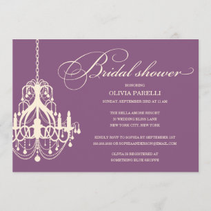 PLUM & CREAM CHANDELIER   BRIDAL SHOWER INVITE