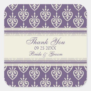 Plum Cream Floral Thank You Wedding Favour Tags