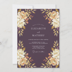 Plum Cream Romantic Floral Wedding Invitation