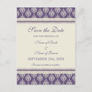 Plum Cream Save the Date Wedding Postcards