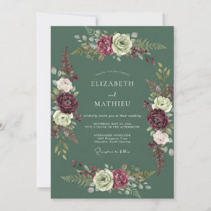 Plum Cream Watercolor Wedding Invitation
