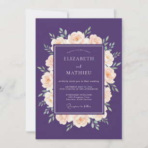 Plum Cream Wreath Wedding Invitation