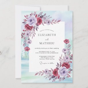 Plum Crimson Peony Wedding Invitation