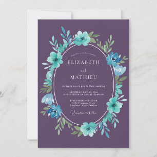 Plum Cyan Painted Wedding Invitation