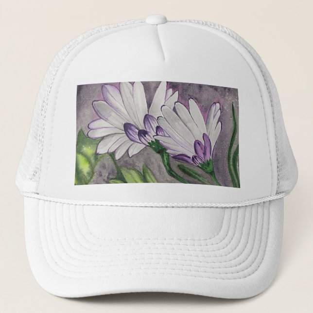 Plum daisy flowers trucker hat (Front)