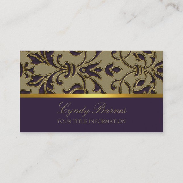 Plum Damask  Business Card (Front)