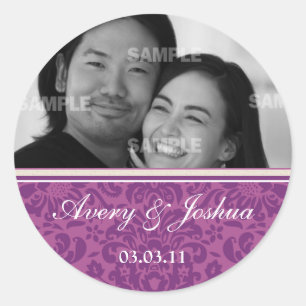Plum Damask Photo Sticker