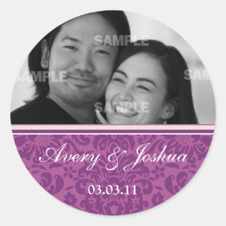 Plum Damask Photo Sticker