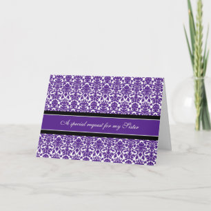 Plum Damask Sister Maid of Honour Invitation