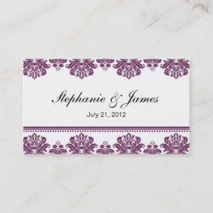 Plum Damask Wedding Business Card