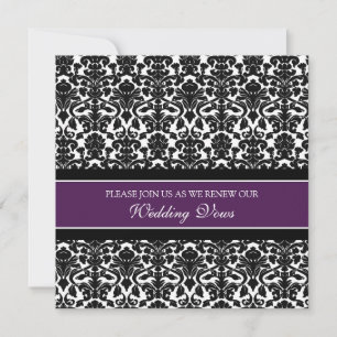 Plum Damask Wedding Vow Renewal Invitations