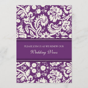 Plum Damask Wedding Vow Renewal Invitations