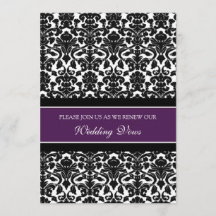 Plum Damask Wedding Vow Renewal Invitations