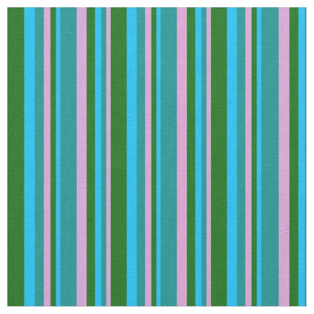 Plum, Dark Cyan, Deep Sky Blue, and Dark Green Fabric (Close Up)