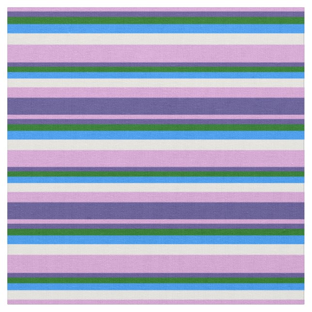 Plum, Dark Slate Blue, Dark Green, Blue & White Fabric (Close Up)