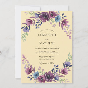 Plum Delicate Floral Flourish Wedding Invitation