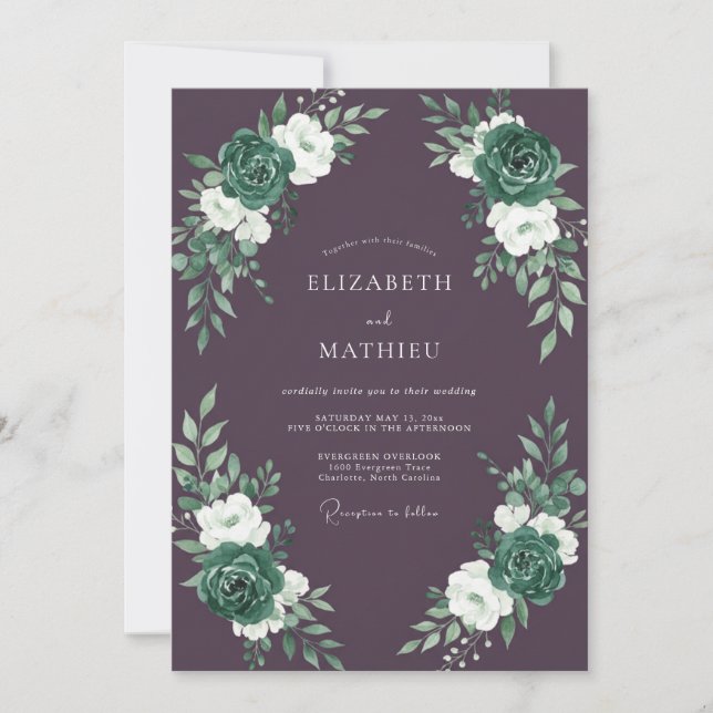 Plum Divine Winter Wedding Invitation (Front)