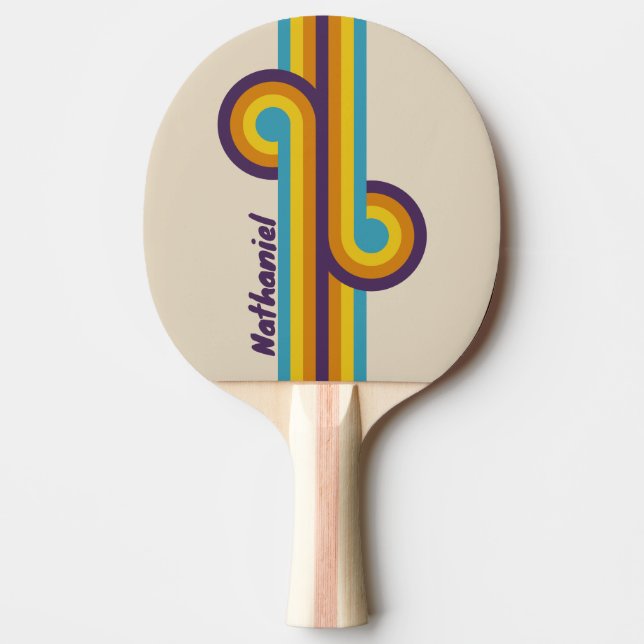 Plum Dust Rainbow Stripe Loop with Name Ping Pong Paddle (Front)