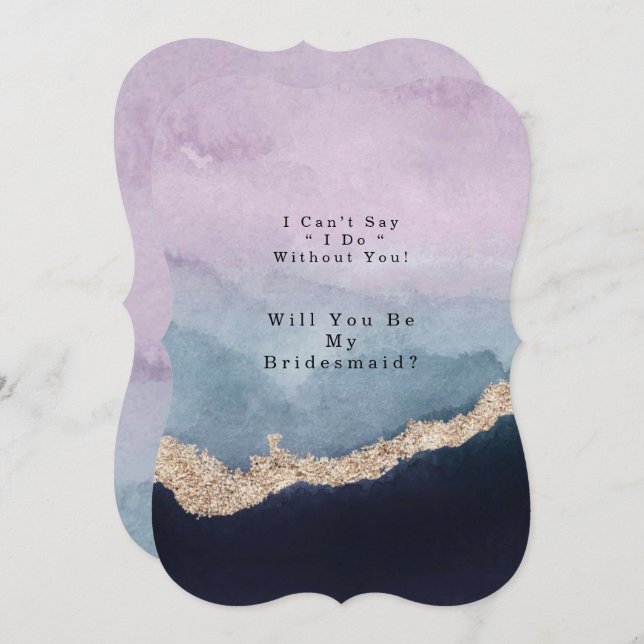 Plum Dusty Blue Agate Will You Be My Bridesmaid Invitation (Front/Back)