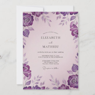Plum Dusty Lilac Painted Wedding Invitation