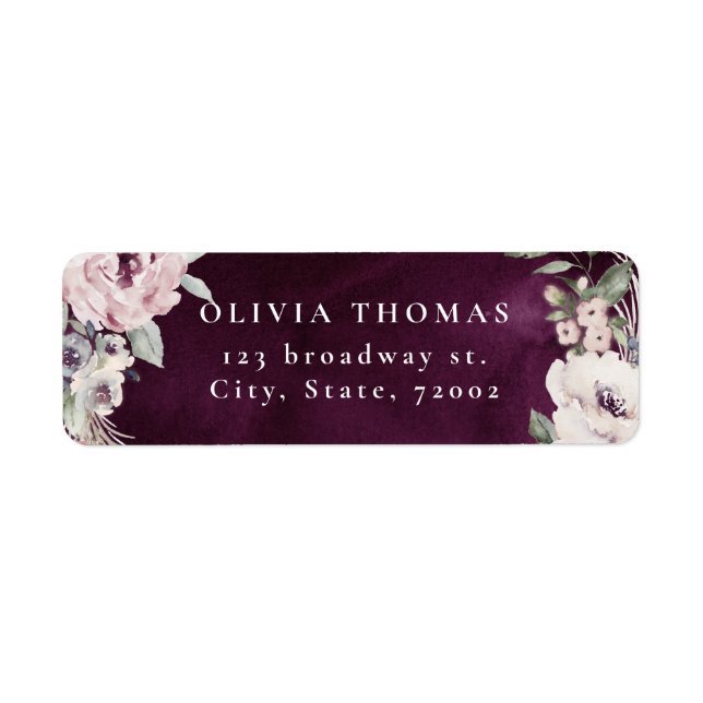 Plum & dusty pink boho floral return address (Front)
