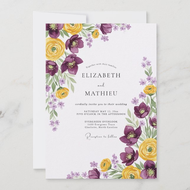 Plum Elegant Spring Wedding Invitation (Front)