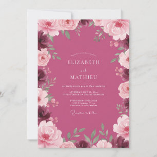 Plum Enchanted Botanical Wedding Invitation