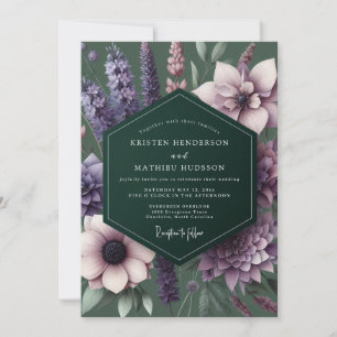 Plum Enchanted Flora Wedding Invitation