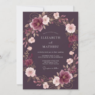 Plum Enchanting Evening Wedding Invitation