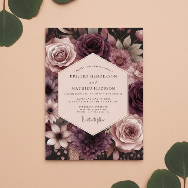 Plum Ethereal Bloom Wedding Invitation (Creator Uploaded)