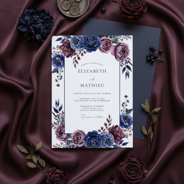 Plum Ethereal Brushstroke Wedding Invitation (Creator Uploaded)