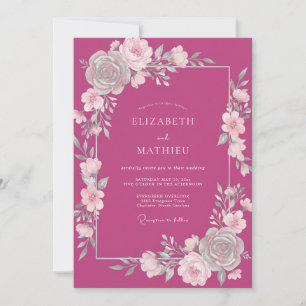 Plum Ethereal Floral Embrace Wedding Invitation