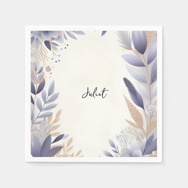 Plum Fall Summer Lavender Sage Bridal Shower Napkin (Front)