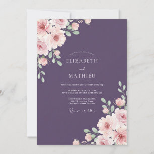 Plum Floral Arch Wedding Invitation