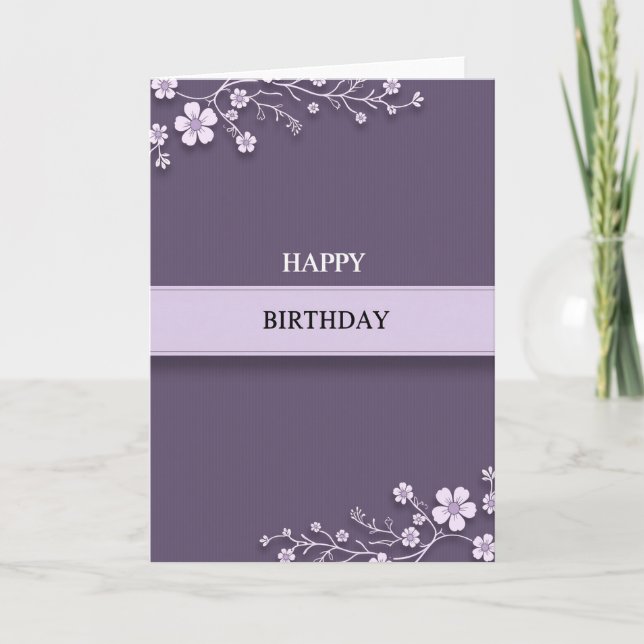 Plum Floral Birthday Card (Front)
