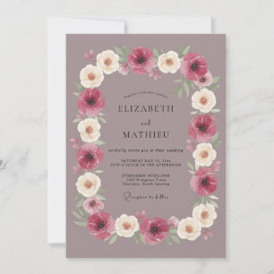 Plum Floral Blossom Wedding Invitation