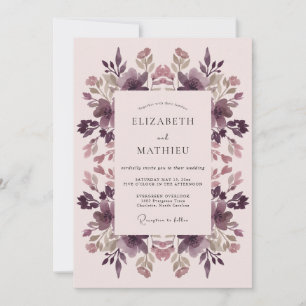 Plum Floral Botanical Romance Wedding Invitation