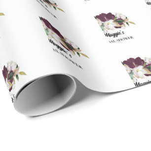 Plum Floral Bridal shower  Wrapping Paper