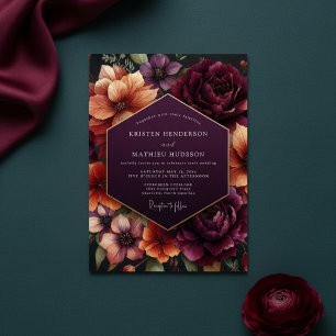 Plum Floral Dusk Wedding Invitation