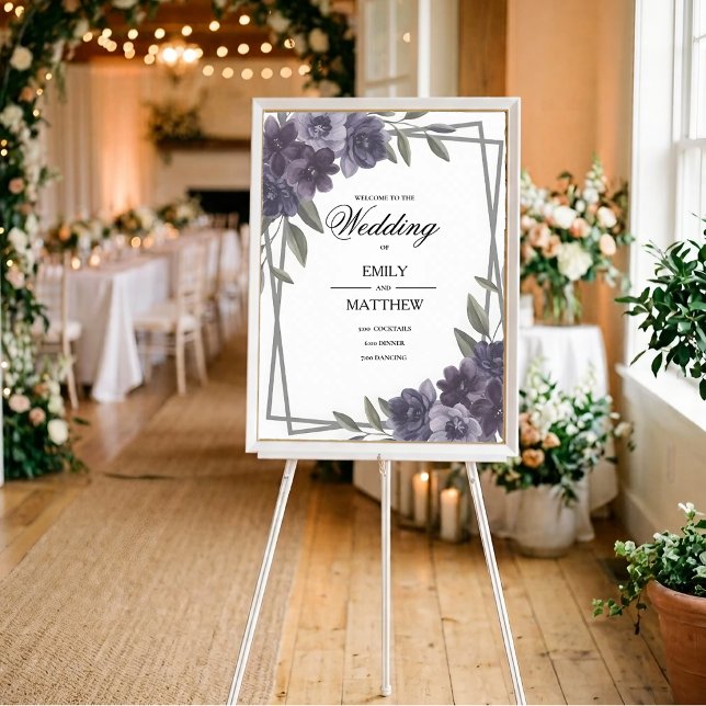 Plum Floral Framed Wedding Poster (Creator Uploaded)