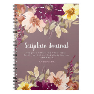 Plum Floral Personalised Scripture Journal