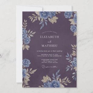 Plum Floral Wedding Invitation
