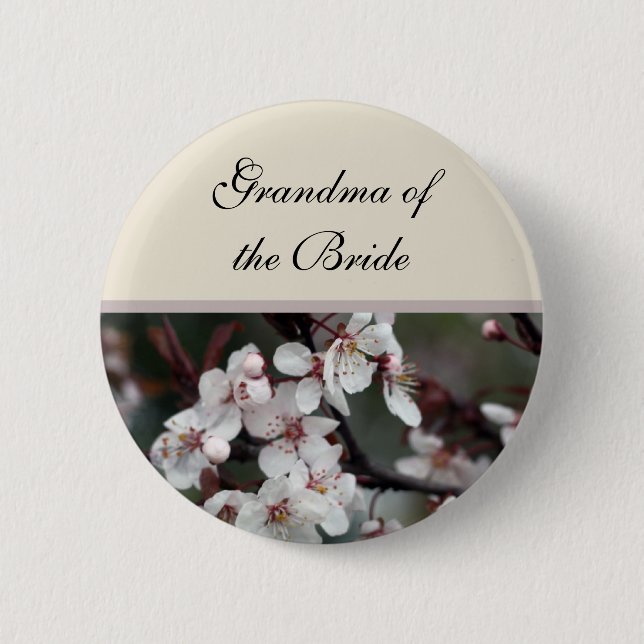 plum flower  wedding button (Front)