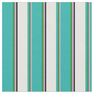 Plum, Forest Green, Light Sea Green, White & Black Fabric