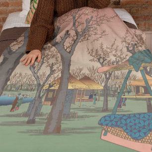 Plum Garden By Hiroshige Fleece Blanket