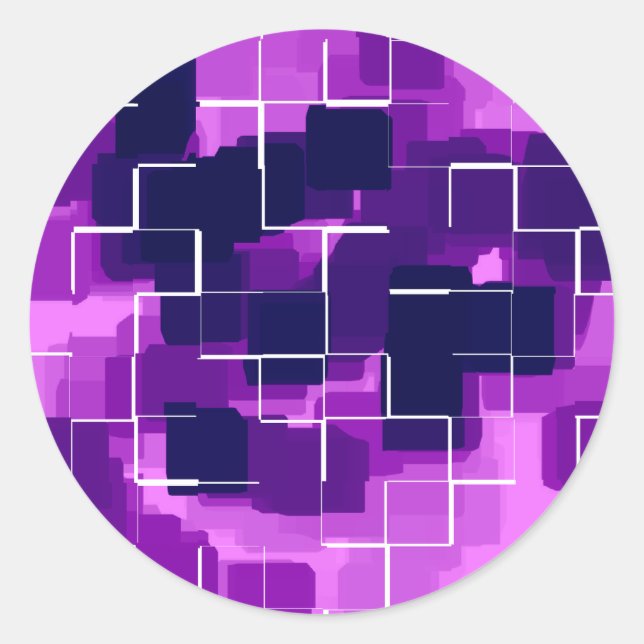 "Plum" Geometric Art Classic Round Sticker (Front)