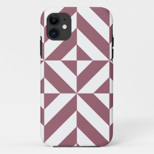 Plum Geometric Deco Cube Pattern iPhone 11 Case