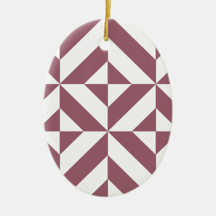 Plum Geometric Deco Cube Pattern Ceramic Tree Decoration