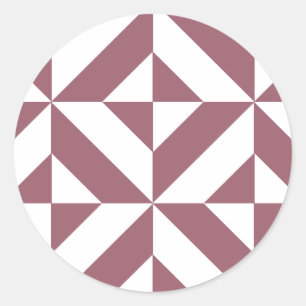 Plum Geometric Deco Cube Pattern Classic Round Sticker