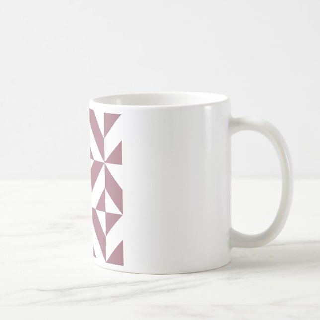 Plum Geometric Deco Cube Pattern Coffee Mug (Right)